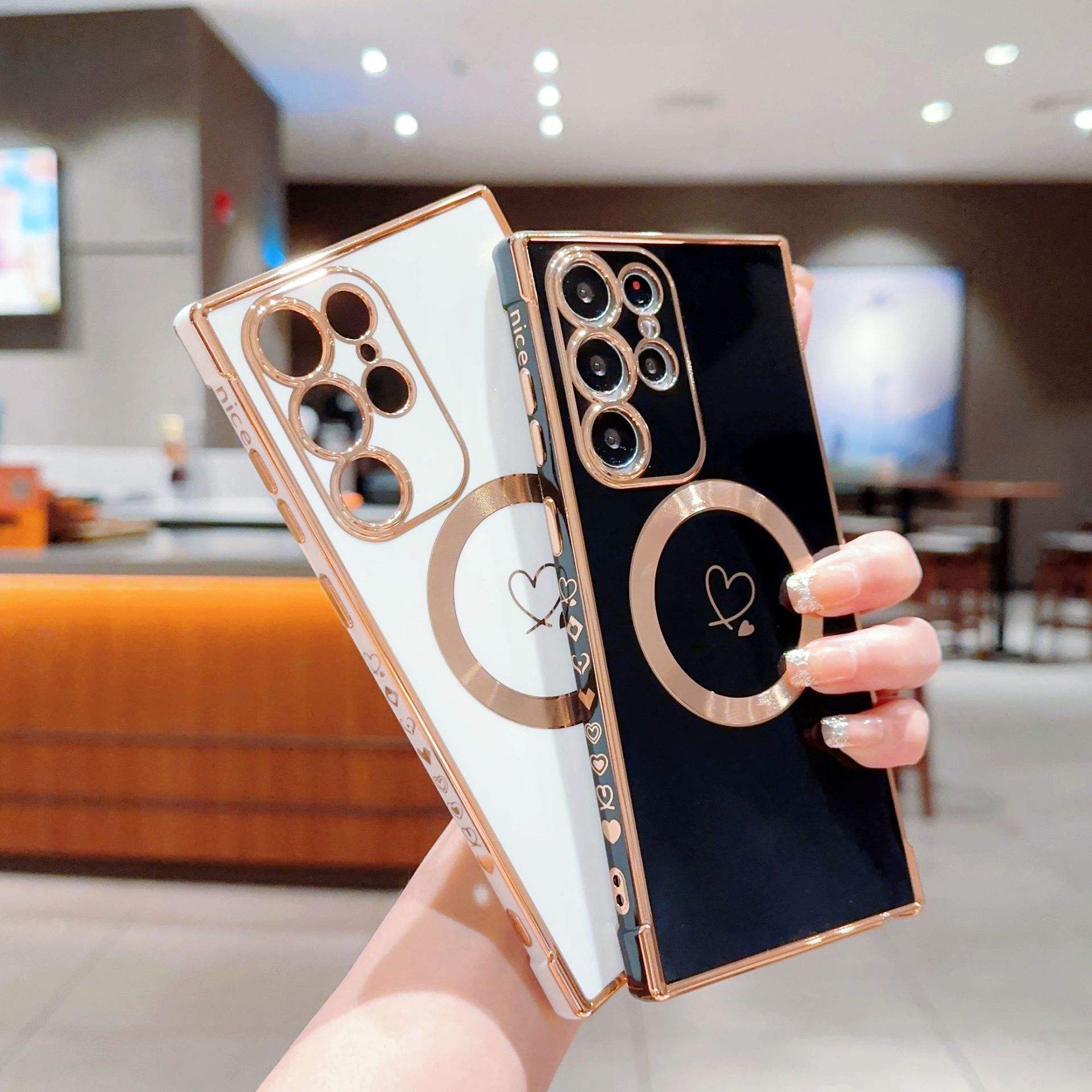 Cute Love Heart Magnetic Charging Case – Soft Silicone Shockproof Cover