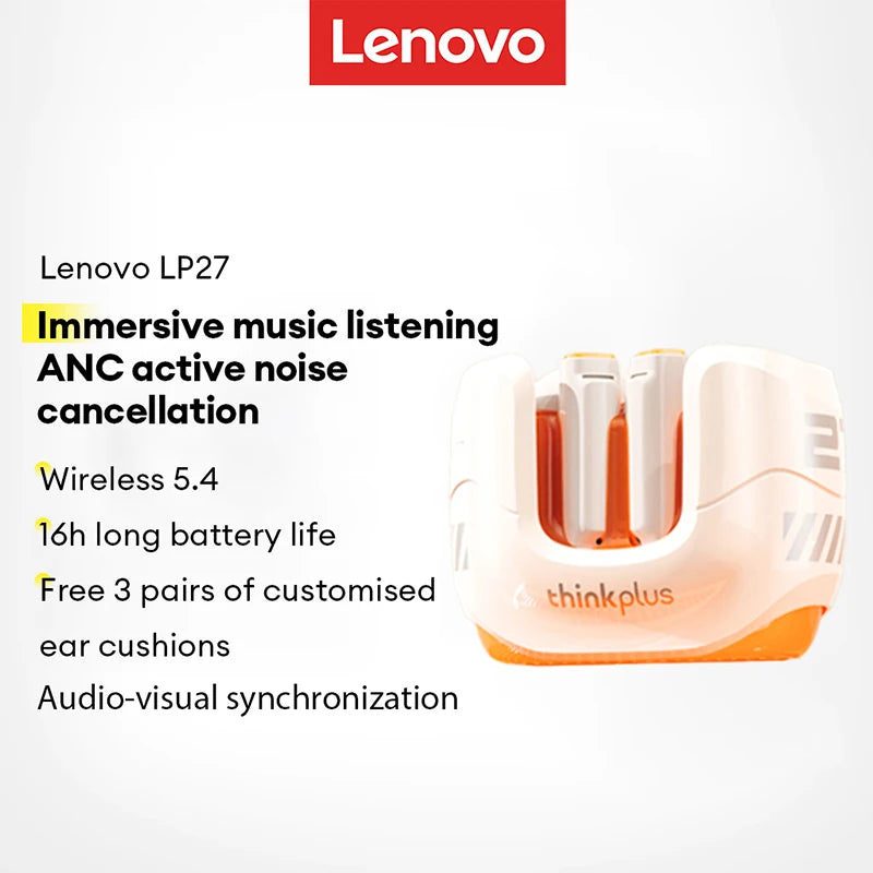 Original Lenovo LP27 Earphones Wireless BT V5.4 HIFI Stereo Surround