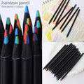 Black Wooden Rainbow Pencil Kit - 7 Colors for Kids