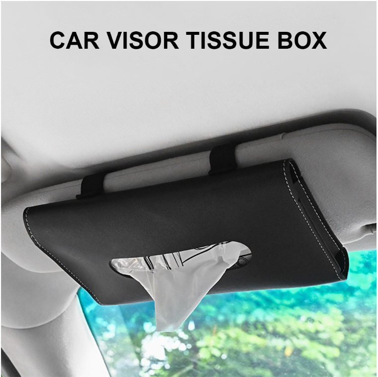 Leather Tissue Holder – Sun Visor Hanging Car Tissue Organizer