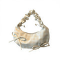 Niche Soft Ruched Zipper Bags New Summer Plaid Half Moon