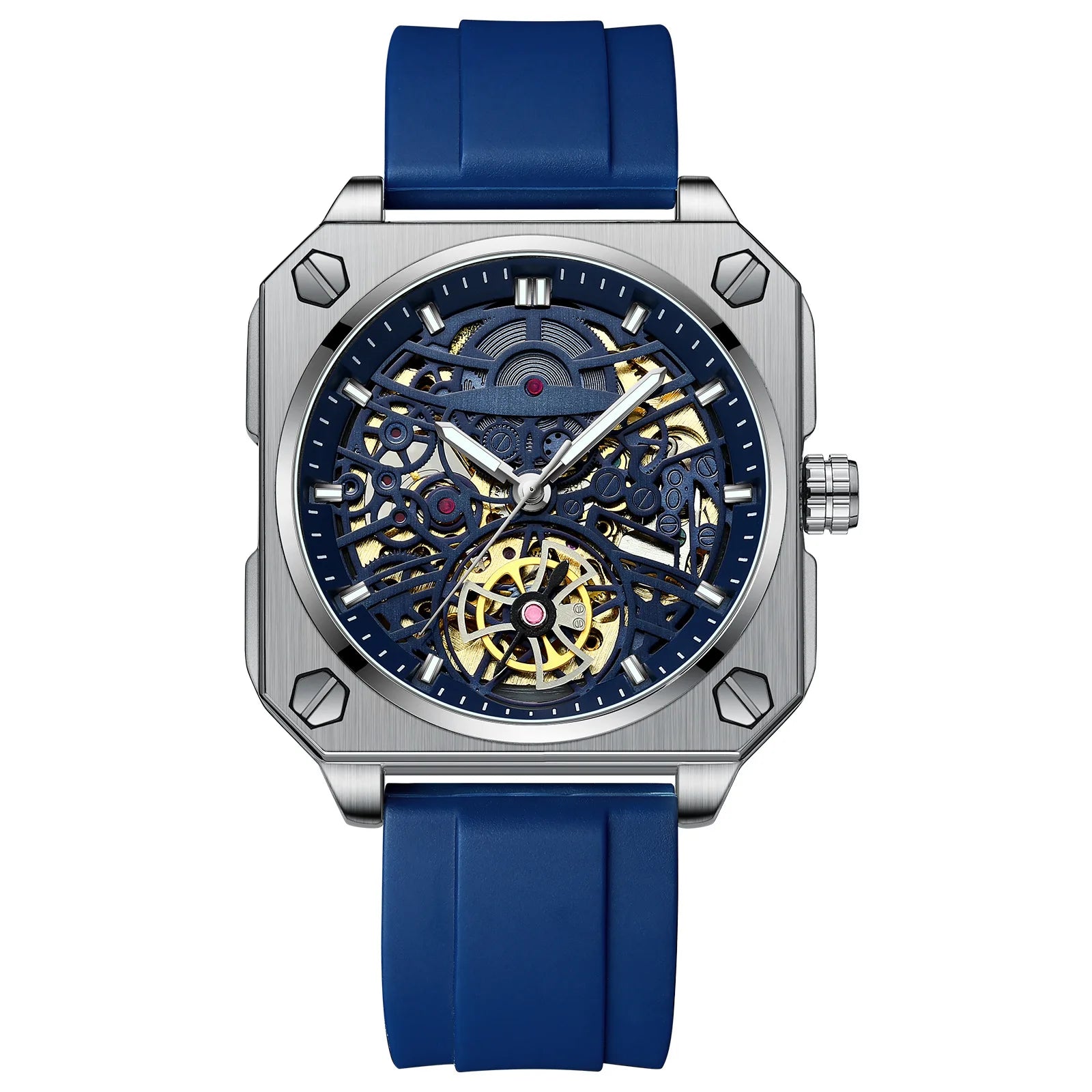 Luxury Luminous Square Tourbillon Skeleton Watch