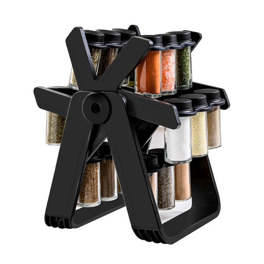 360 Degree Rotating Spice Rack Set | Creative Ferris Wheel Design with 18 Refillable Jars