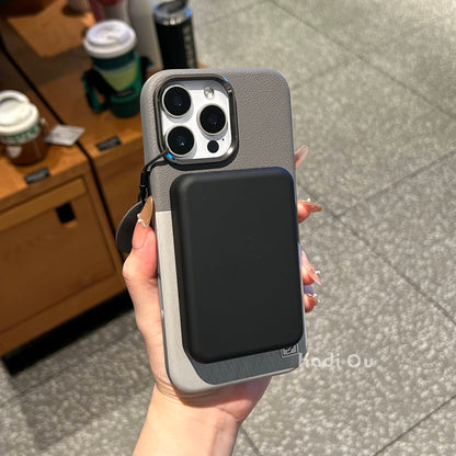 Premium Leather iPhone Case with Silk Texture & Metal Camera Frame | Supports Magnetic Charging