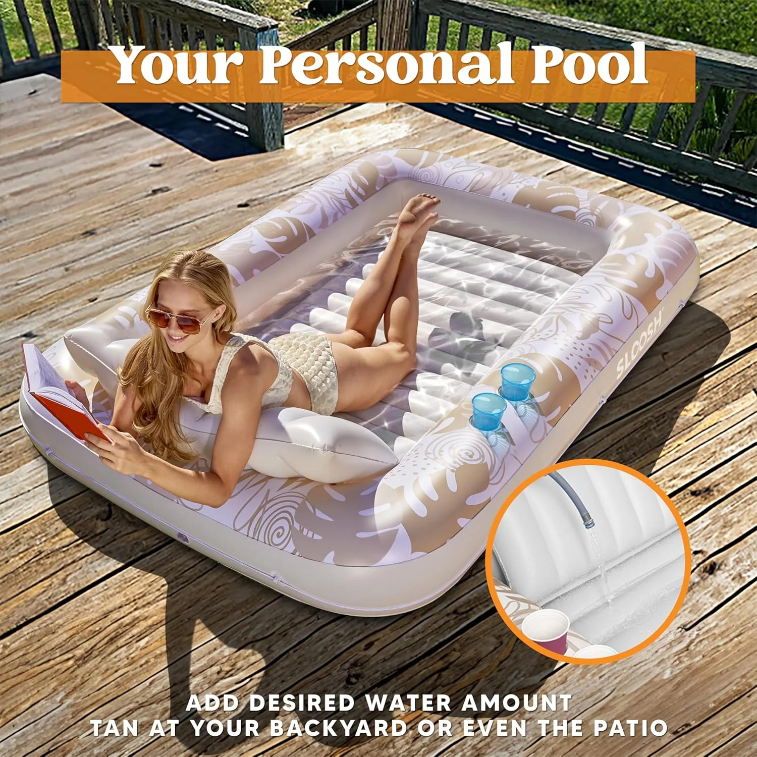 Adult PVC Inflatable Pool Lounger Float Comfortable Ride-on for