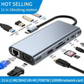 11-in-1 USB C Hub Docking Station, Type C Multiport Adapter with 4K HDMI@30Hz, VGA, USB 3.0 Ports, SD/Micro SD Card Reader, Gigabit Ethernet, USB-C Power Delivery for Laptop MacBook Pro Air Dell HP