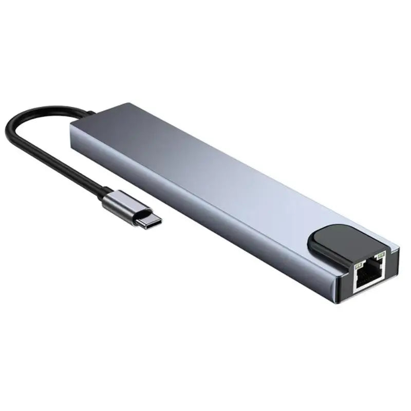 8 in 1 Type-C Hub with RJ45 LAN USB-C to HDTV SD/TF USB 3.0 & PD