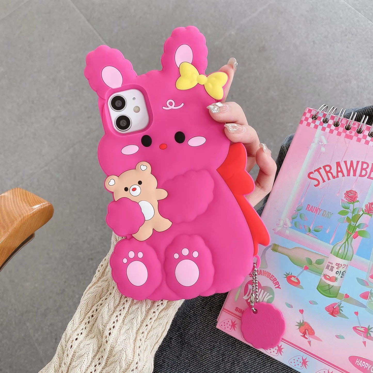 3D Cute Silicone Mobile Phone Back Cover Cartoon Design Case for Girls for iPhone