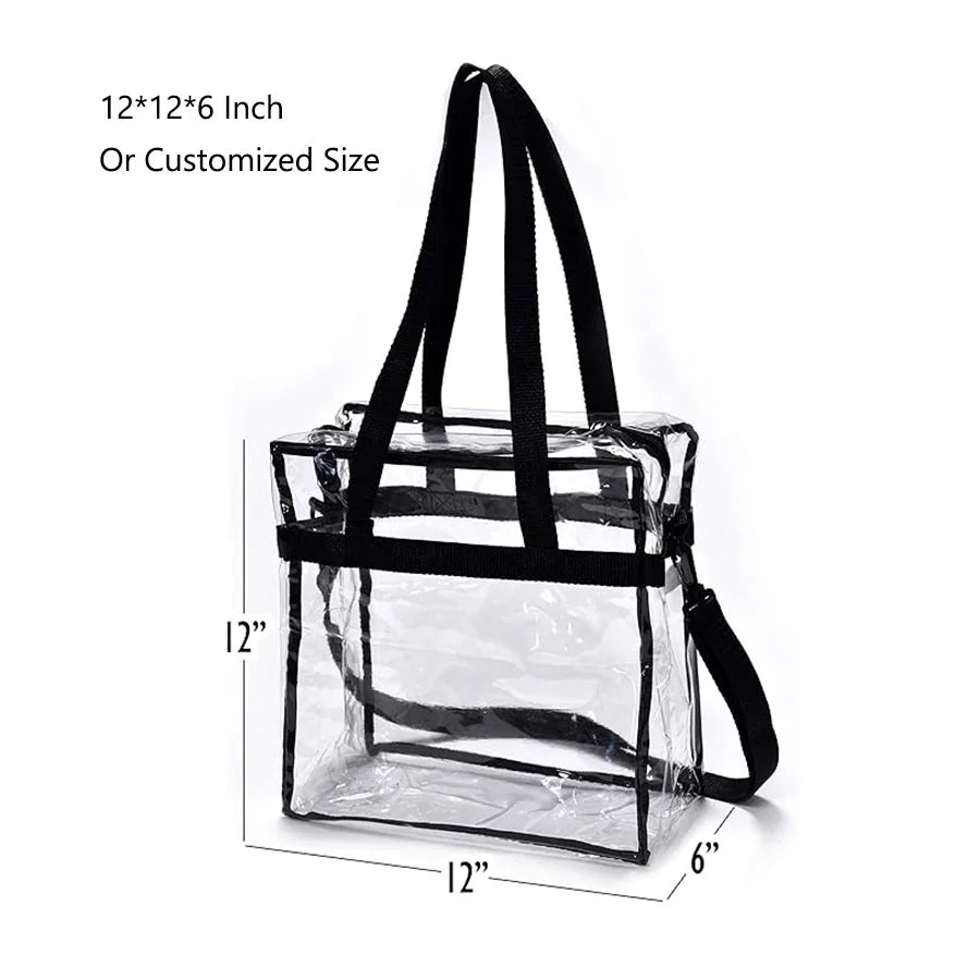 Clear PVC Tote Bag with Zipper - Stadium Approved