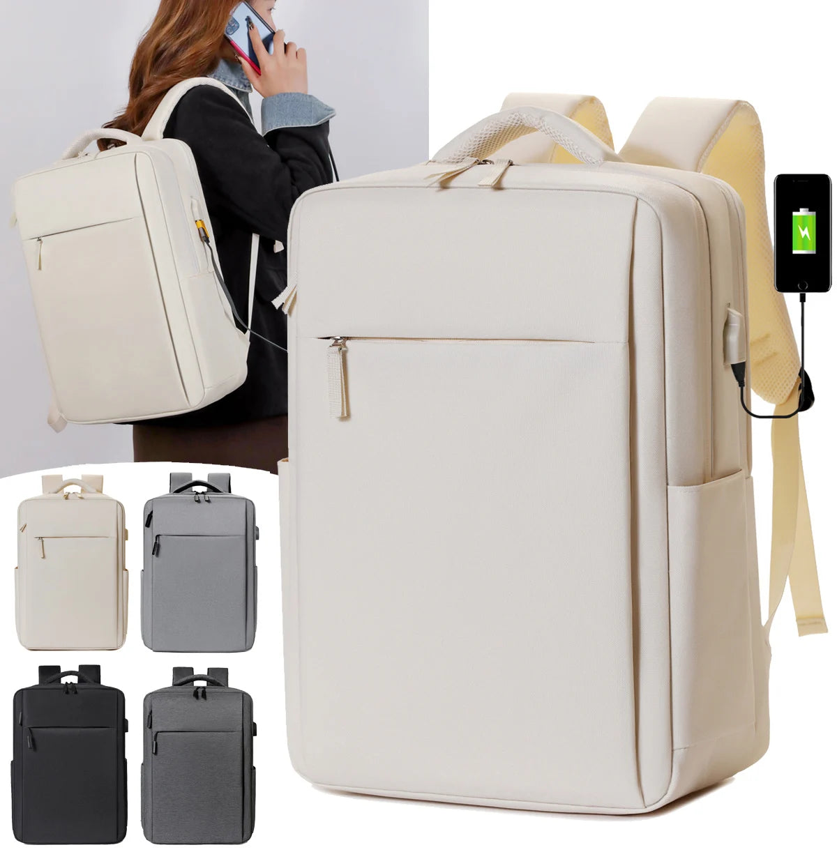 Business Men Mochila Travel Student Polyester Usb Waterproof Bagpack