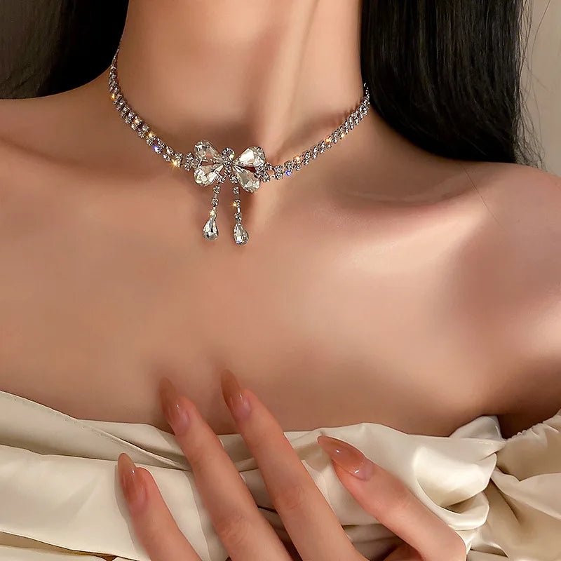 Crystal Butterfly Pendant Necklace