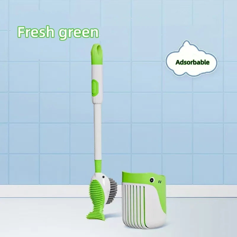 Little Whale Toilet Brush with Silicone Base & Suction Cup