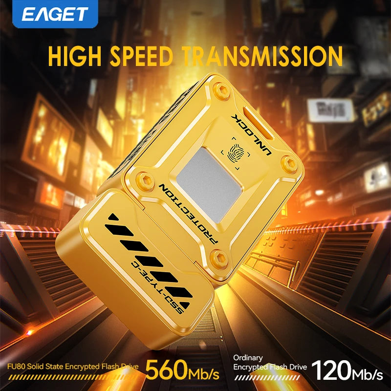 EAGET FU80-1 Pendrive Type-c Thumb Drive 560MB/S Fingerprint