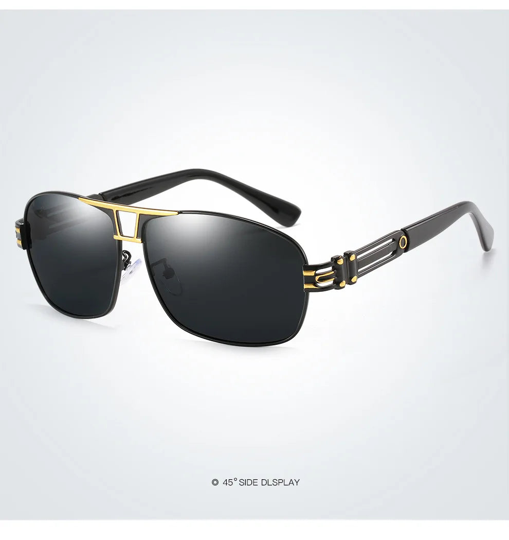Men's Polarized Metal Frame Pilot Sunglasses