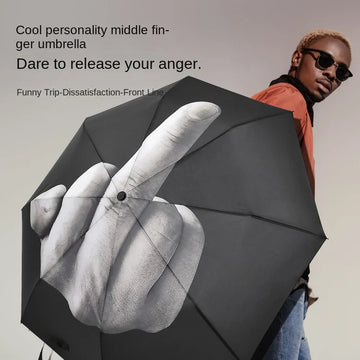 Creative Distinctive Three-Fold Silver Glue Manual Sun Middle Finger umbrella