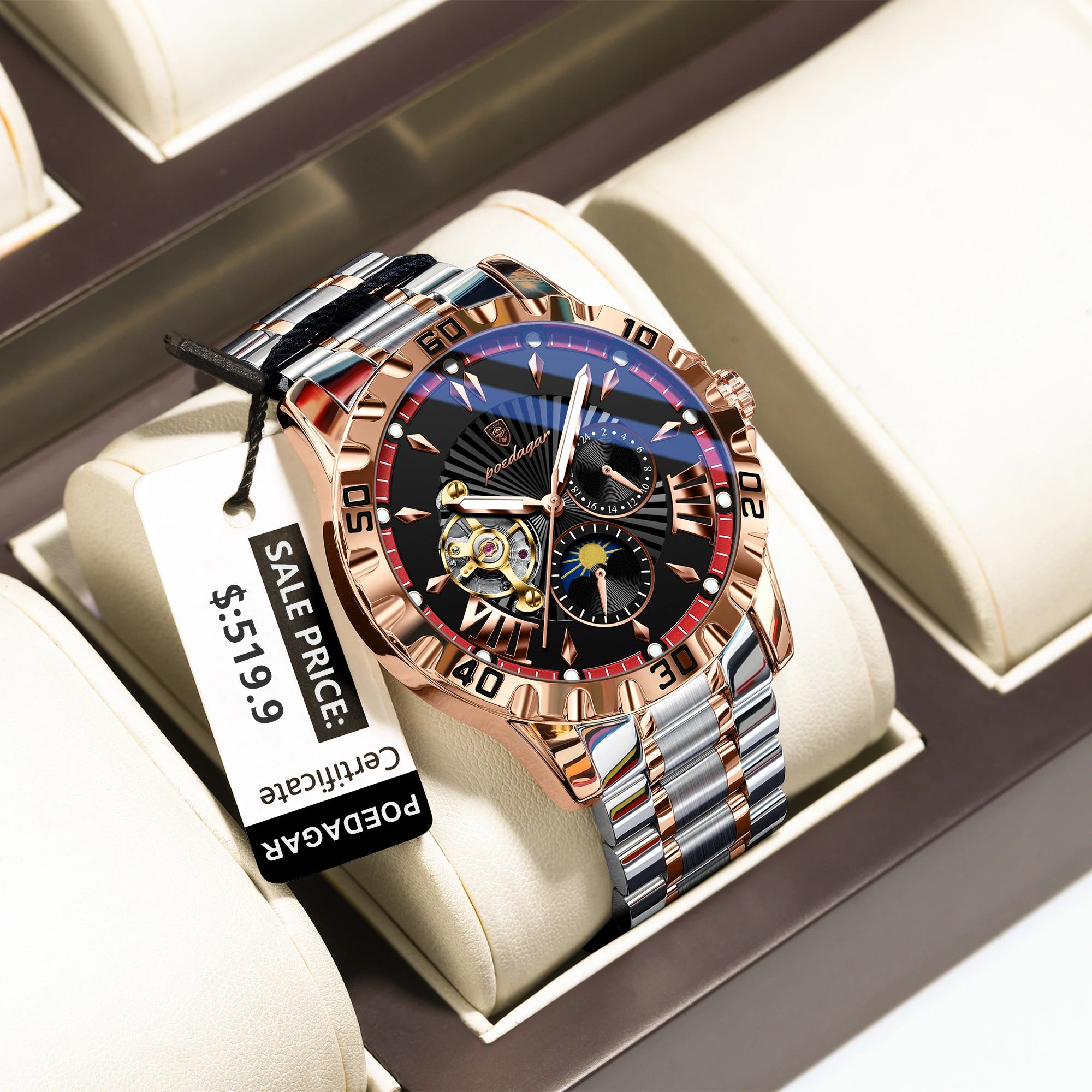 Poedagar 1415 Stainless Steel Men's Automatic Watch