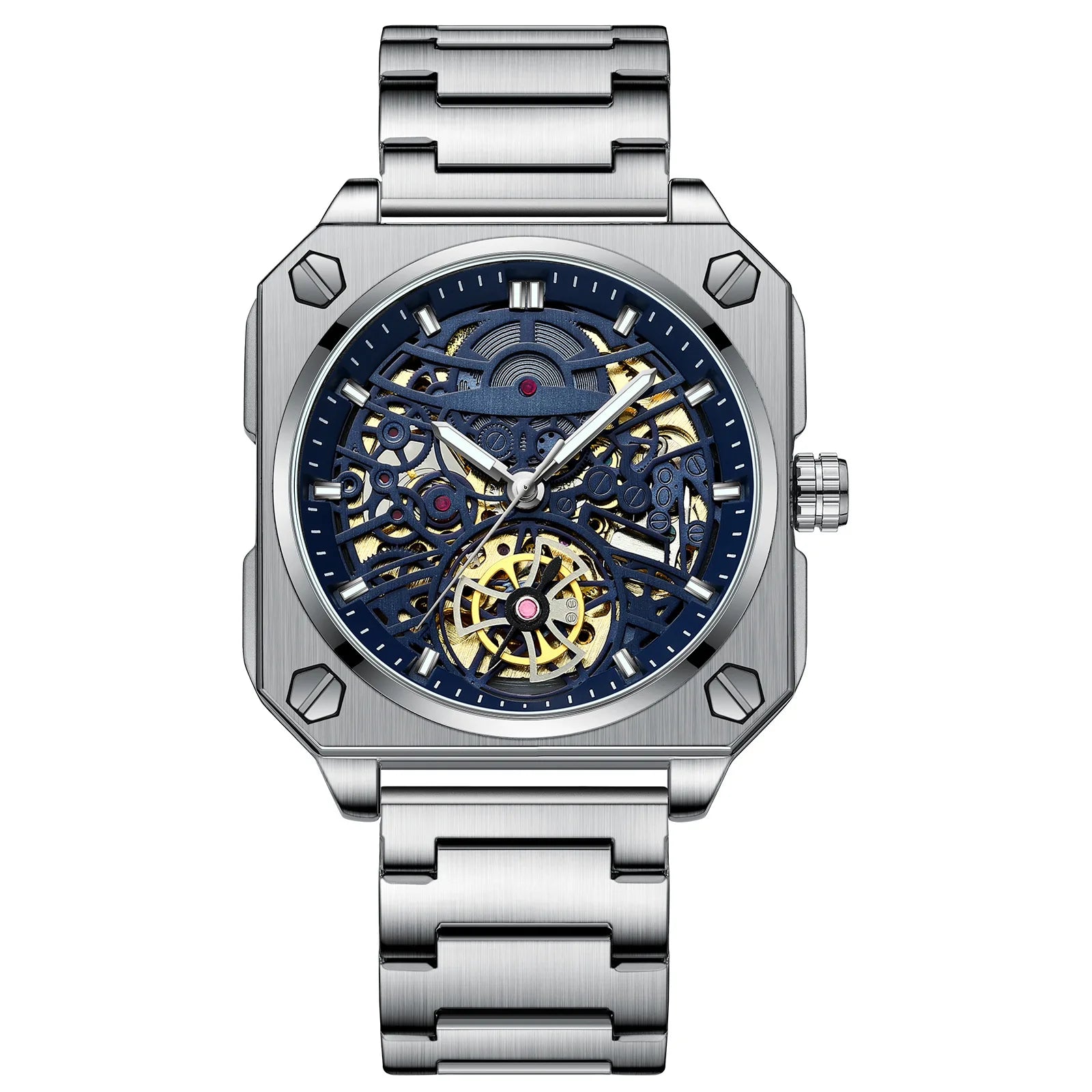 Luxury Luminous Square Tourbillon Skeleton Watch