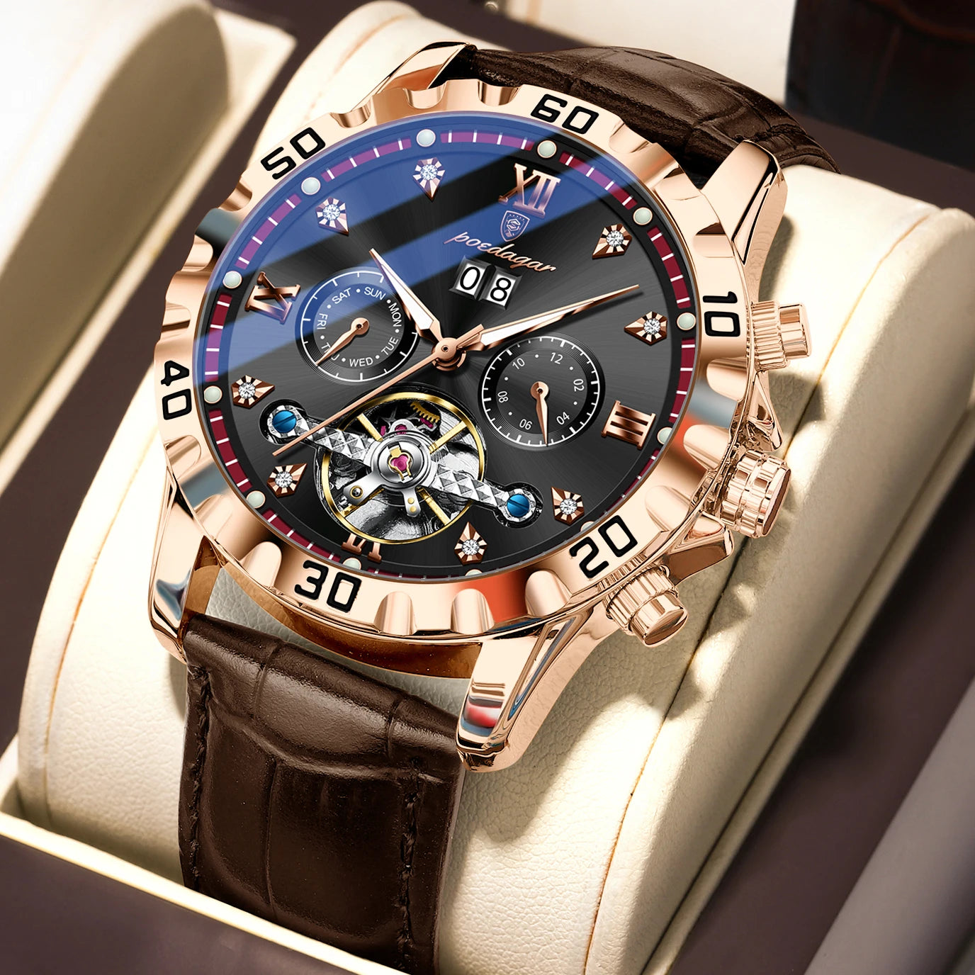 Poedagar Luxury Automatic Tourbillon Watch
