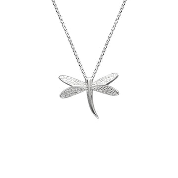 Elegant Silver Dragonfly Pendant Necklace
