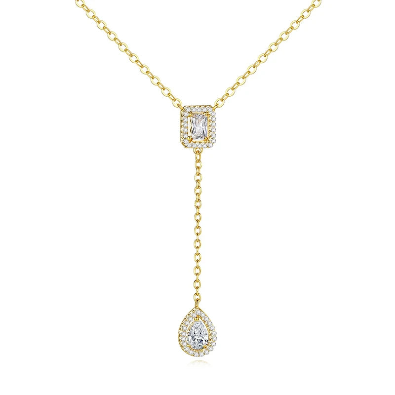Elegant Droplet Pendant Necklace with Cubic Zirconia