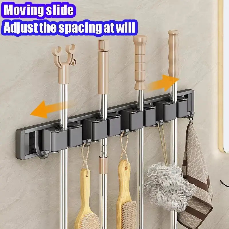 Self-Adhesive Metal Mop & Broom Organizer