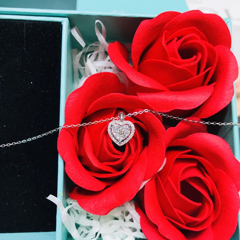 Elegant Valentine's Heart Necklace - 18" Zirconia