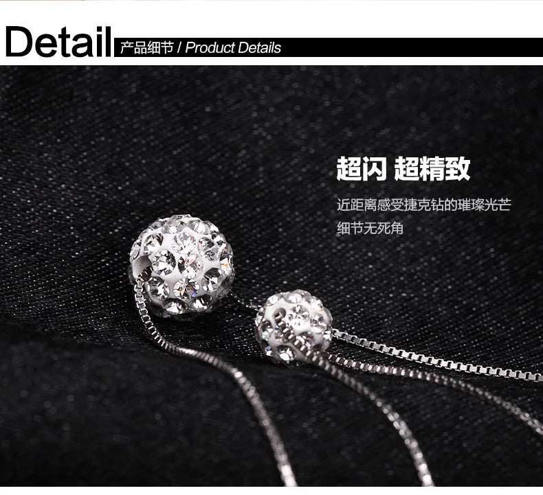 Elegant Silver Double Crystal Necklace
