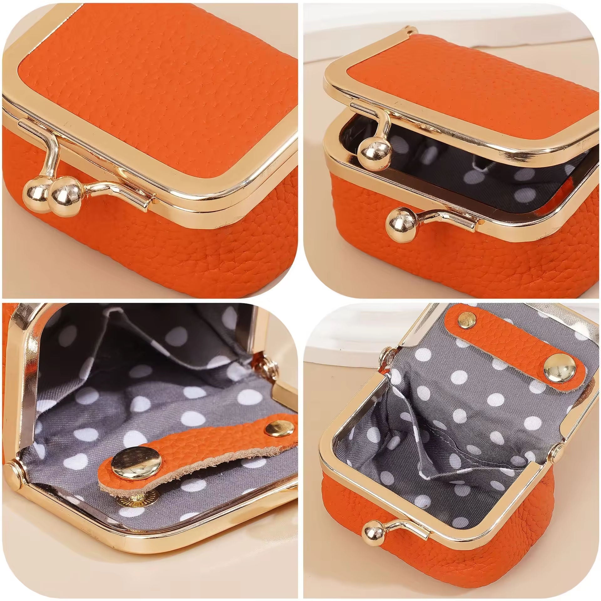 Elegant Small Jewelry Container – Mini Gold Leather Bag for Women’s Rings, Earrings, and Coins