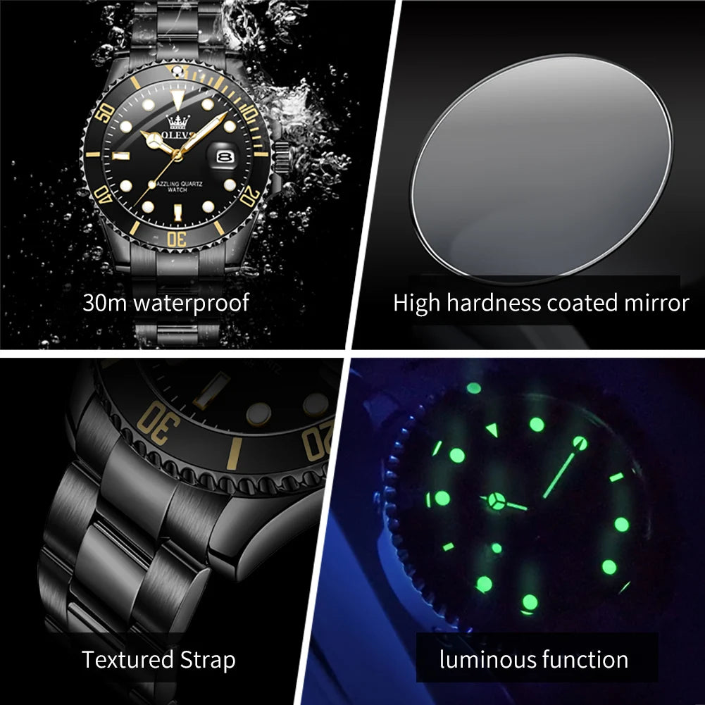 Luminous Waterproof Stainless Steel Men's Quartz Watch