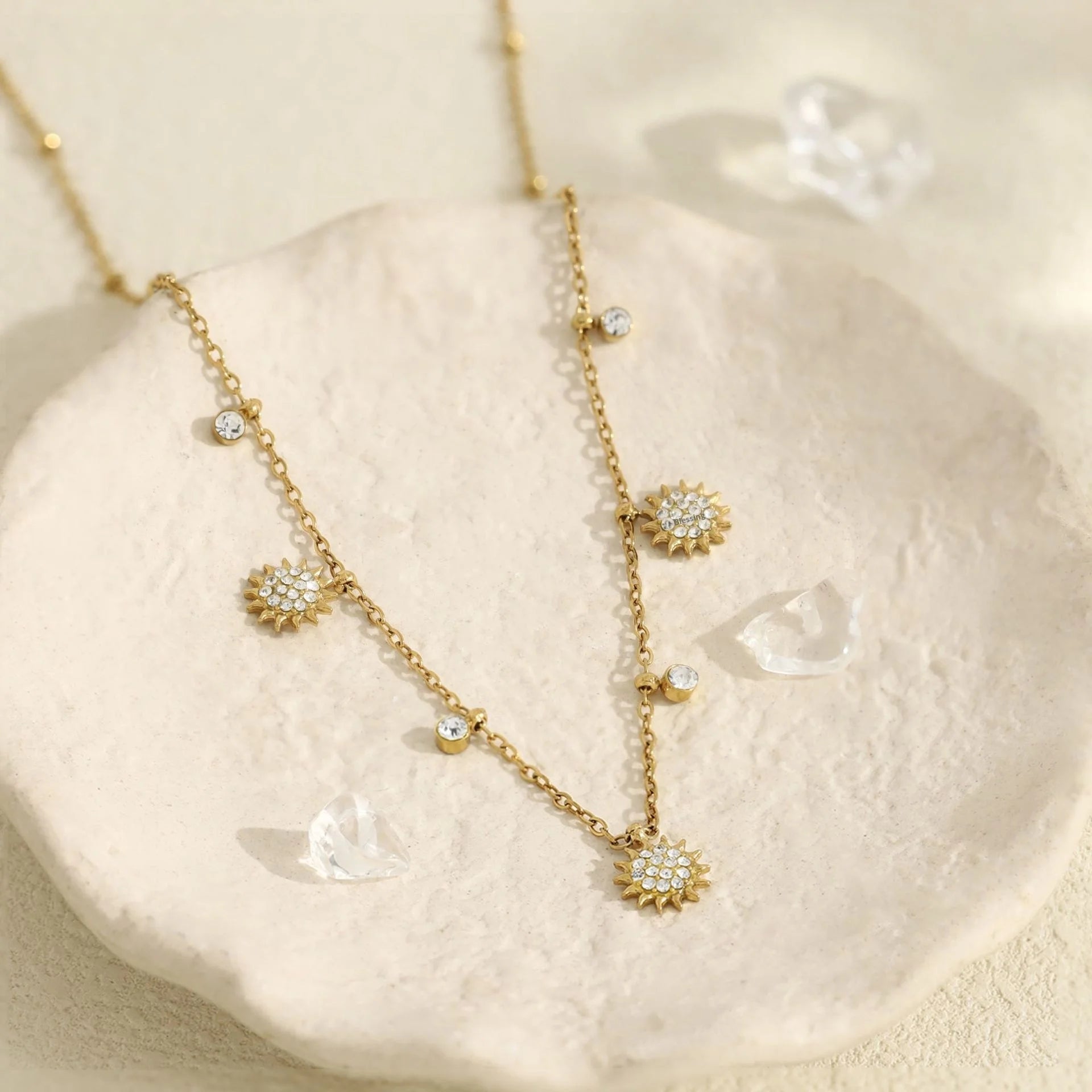 Stainless Steel Sunflower Pendant Necklace
