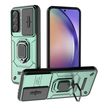 Shockproof Slide Camera Lens Ring Stand Case – Protective Cover Coque Funda for Samsung