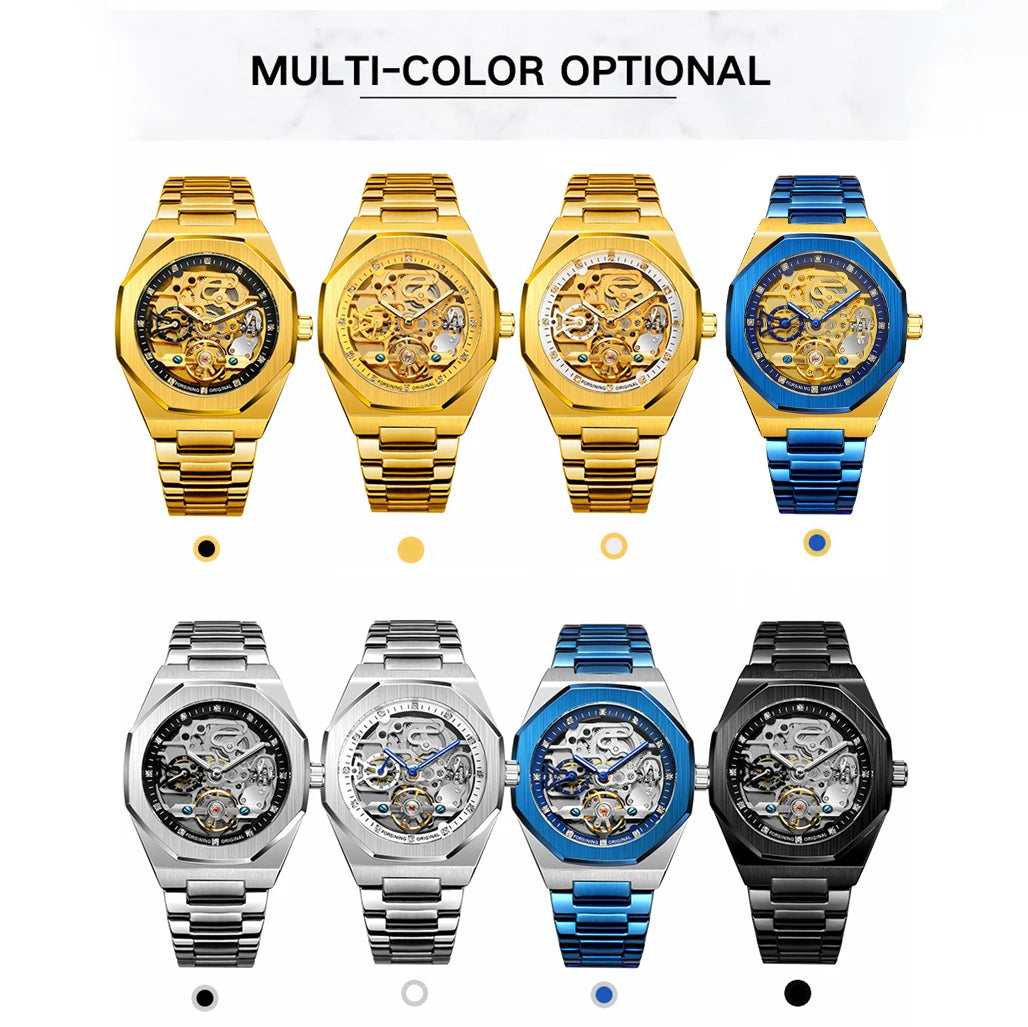 Luxury Silver 3D Hollow Automatic Watch for Men