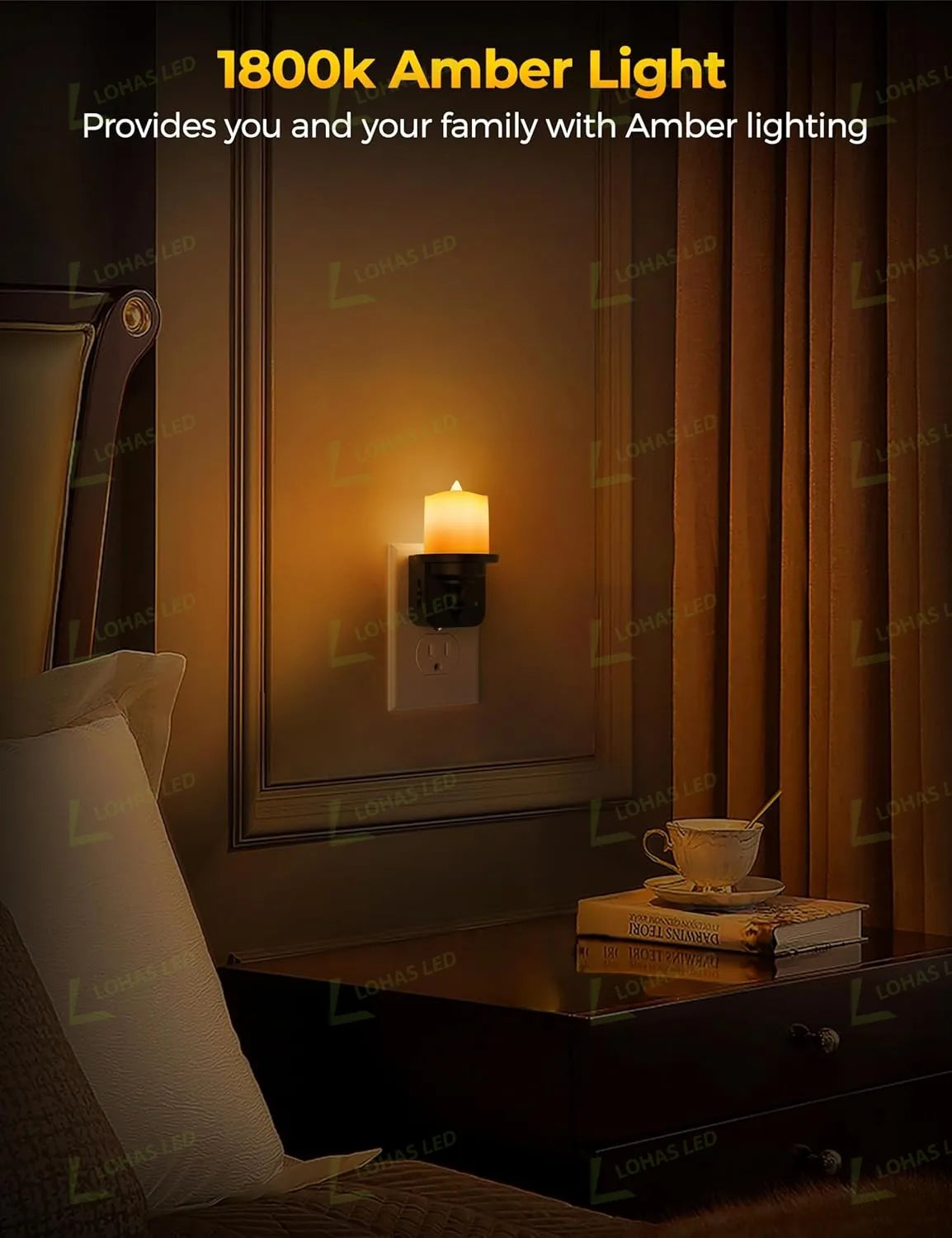LOHAS Dimmable Amber LED Candle Nightlight