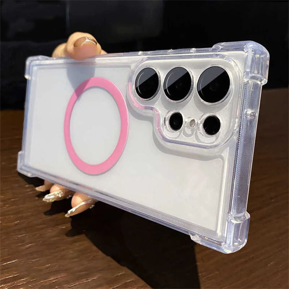 Original Clear Magnetic TPU Case for Samsung – Shockproof Transparent Wireless Charging Cover