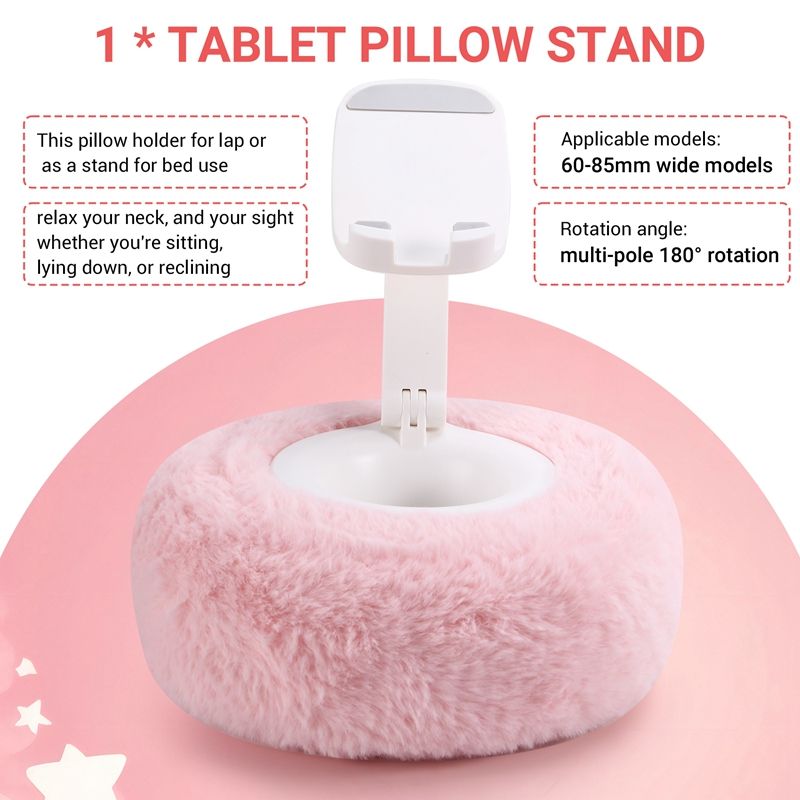 Adjustable for Kindle Pillow Stand Reading Support With Fuzzy Bowl 360° Phone Holder for Bed