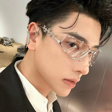 Y2K Gold UV400 Sunglasses: Diamond-Encrusted Fashion