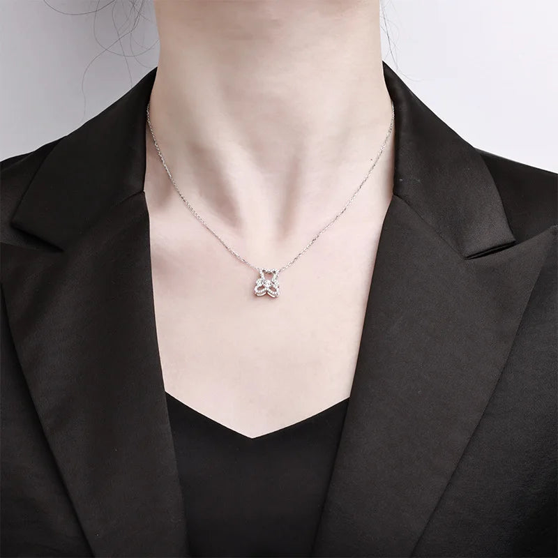 Silver Bear Moissanite Pendant Necklace