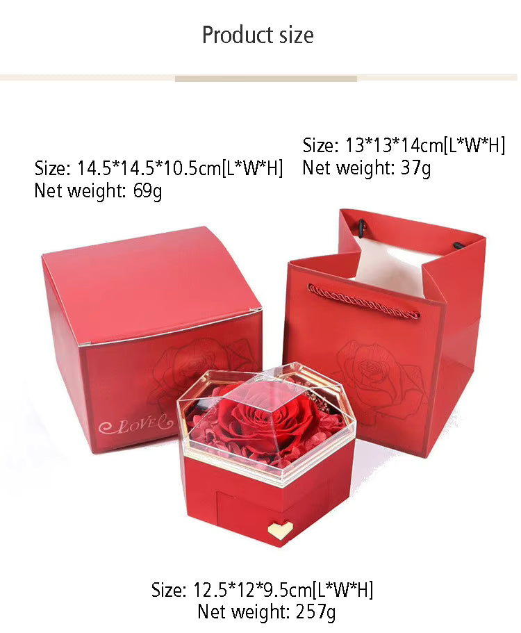 Forever Bloom Heart Acrylic Eternal Rose Jewelry Gift Box