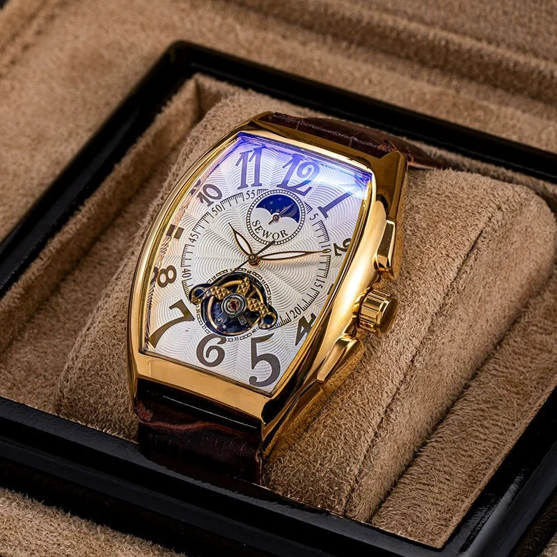 Luxury Automatic Moon Phase Skeleton Watch
