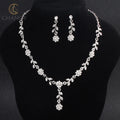 Luxury Alloy Flower Bridal Necklace & Earrings Set