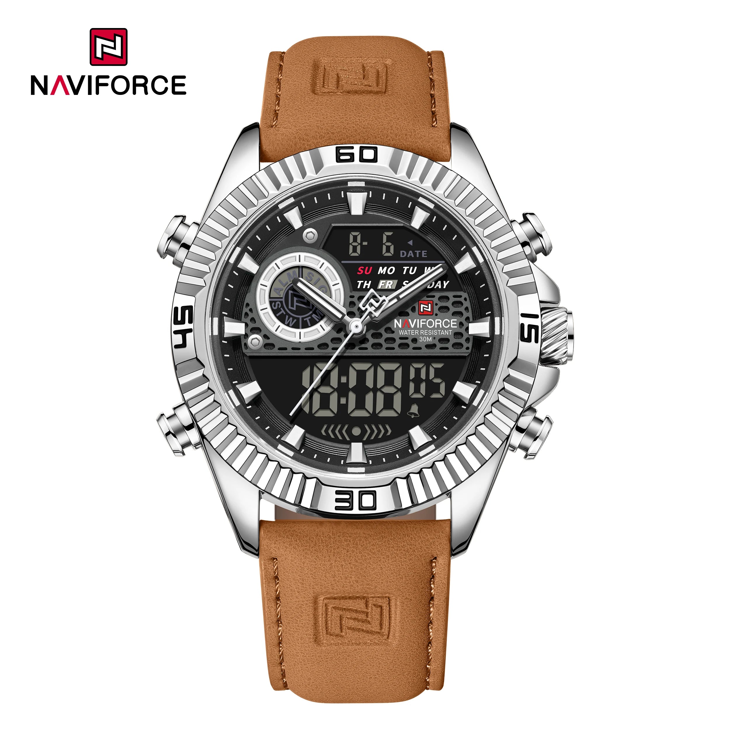 NAVIFORCE Men's Sport Quartz Analog LCD Watch