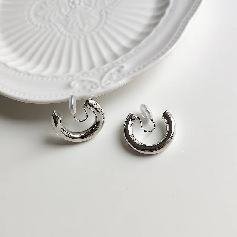 18K Gold Clip On Hoop Earrings