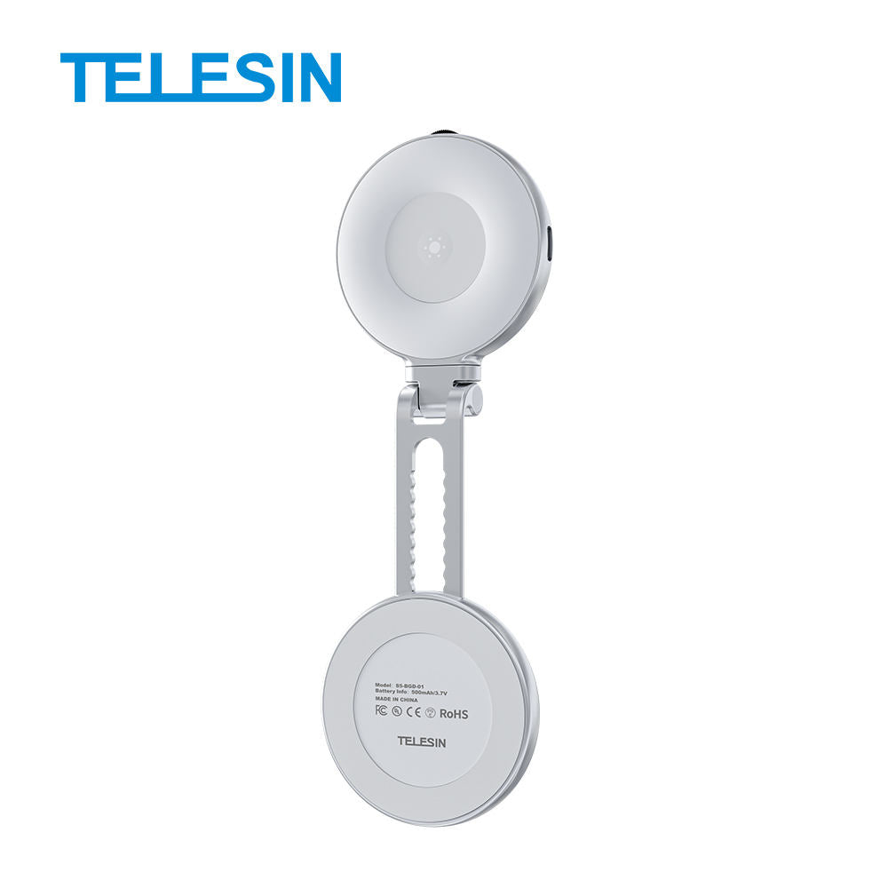 TELESIN Portable LED Selfie Ring Light with 360° Rotation & Makeup Mirror