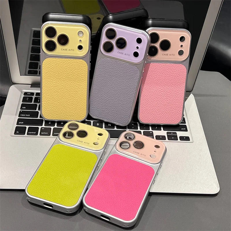 Luxury Lichee Pattern Leather Phone Case for iPhone