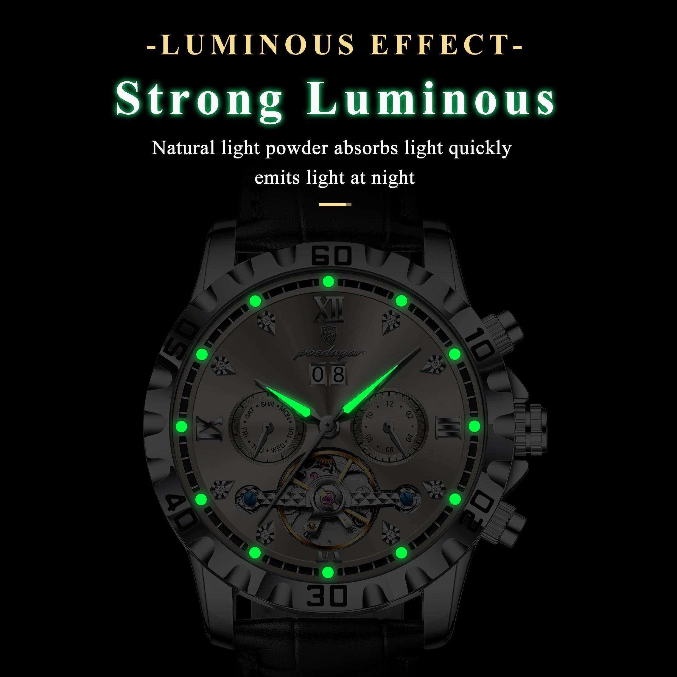 Poedagar Luxury Automatic Tourbillon Watch