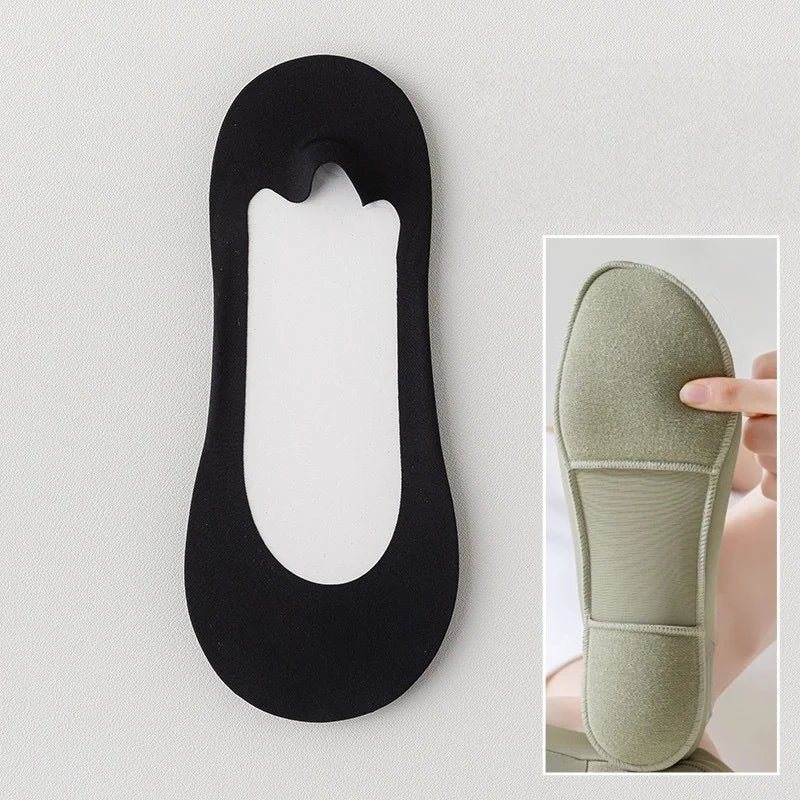 Non Slip Seamless No Show Socks Cushion Sole Sweat