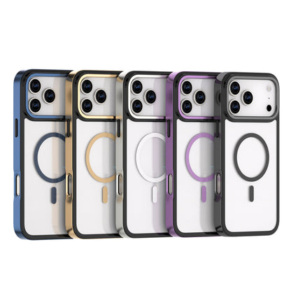 Luxury Magnetic Titanium Metal Electroplated Shockproof Acrylic Phone Case for iPhone 13–17 Pro Max