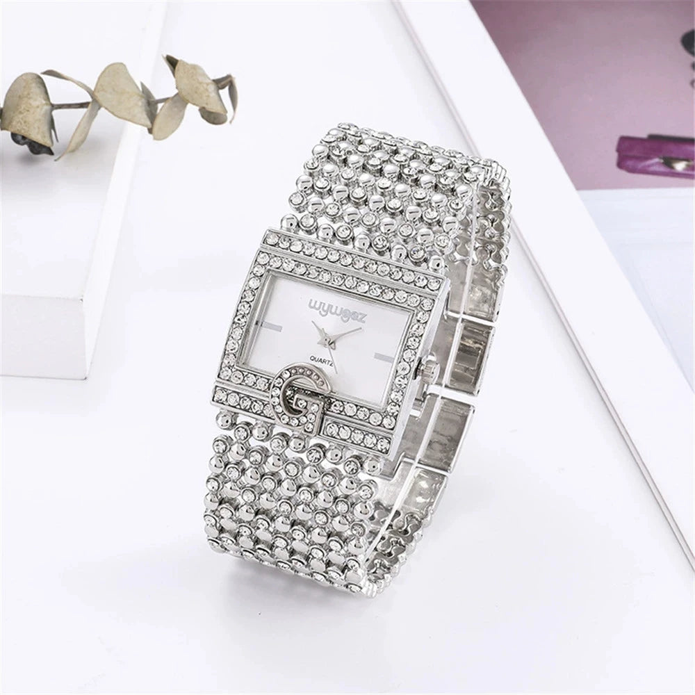 Luxury Women's Quartz Watch - Stainless Steel Square Case