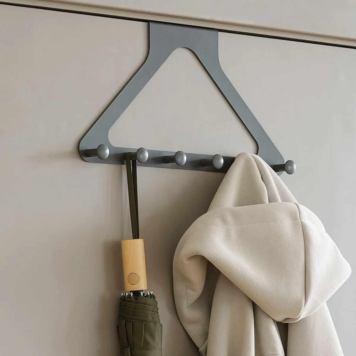 Foldable 6-Hook Non-Drilling Bathroom Rack