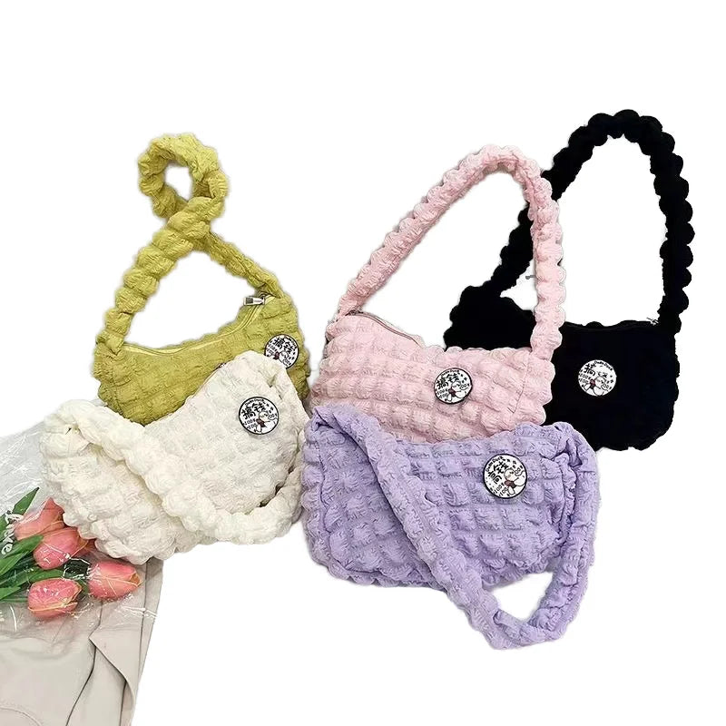 Trendy Women's Solid Color Cross-Border Handbag Trendy Cloud Bag